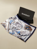 SilkSilky CA Pure Silk Scarf Blue 001