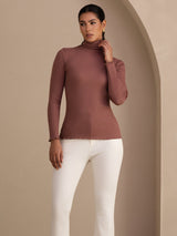 [Cameo Rose] SilkSilky-CA Long Sleeve Turtle Neck Women's T-Shirt 003