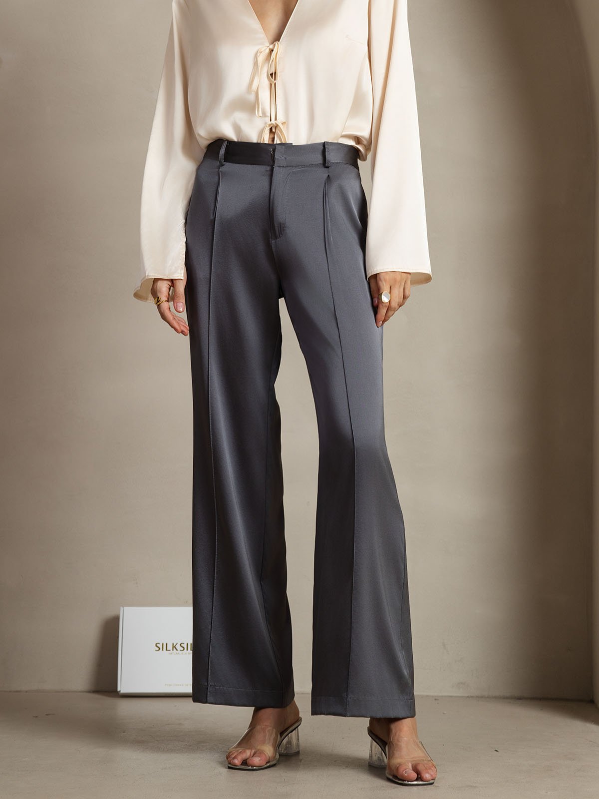 [Dark Gray] SilkSilky-CA 19Momme Silk Womens Pants 001