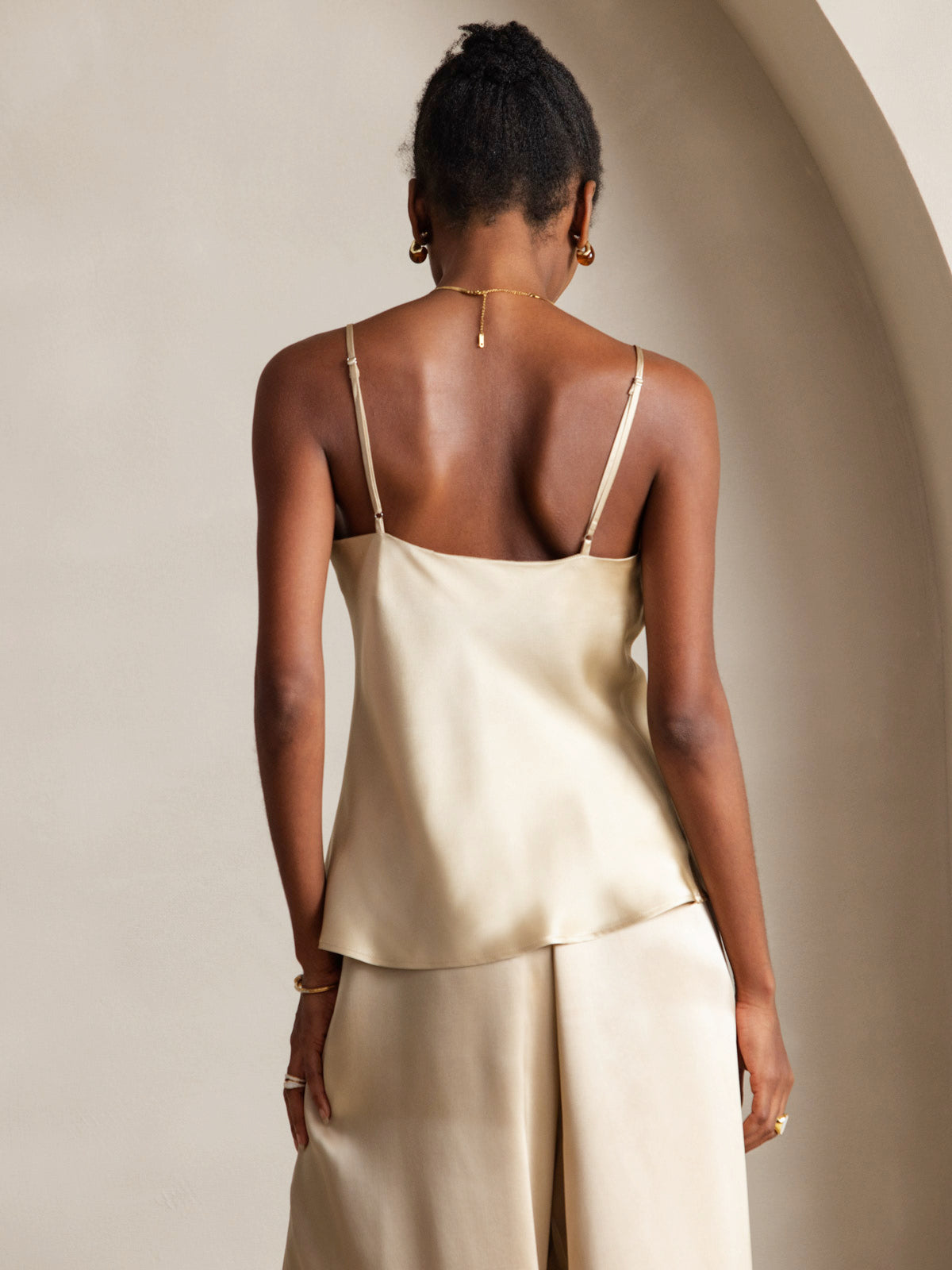 [Champagne] SilkSilky-CA Pure Silk V Neck Camisole 002
