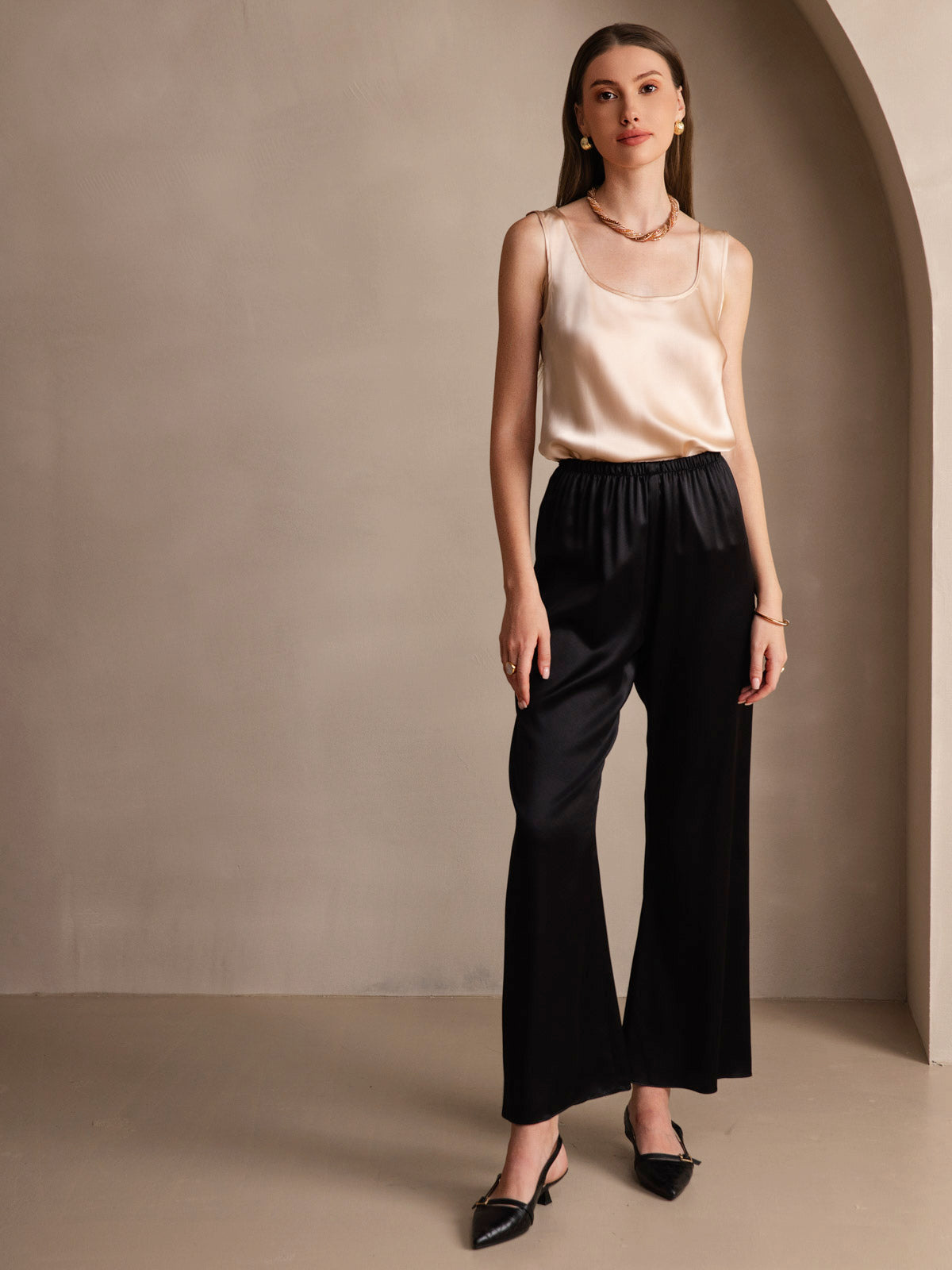[Champagne] SilkSilky-CA 19Momme Silk U Neck Camisole 008
