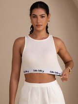 [White] SilkSilky-CA Sleeveless Crew Neck Camisole 003