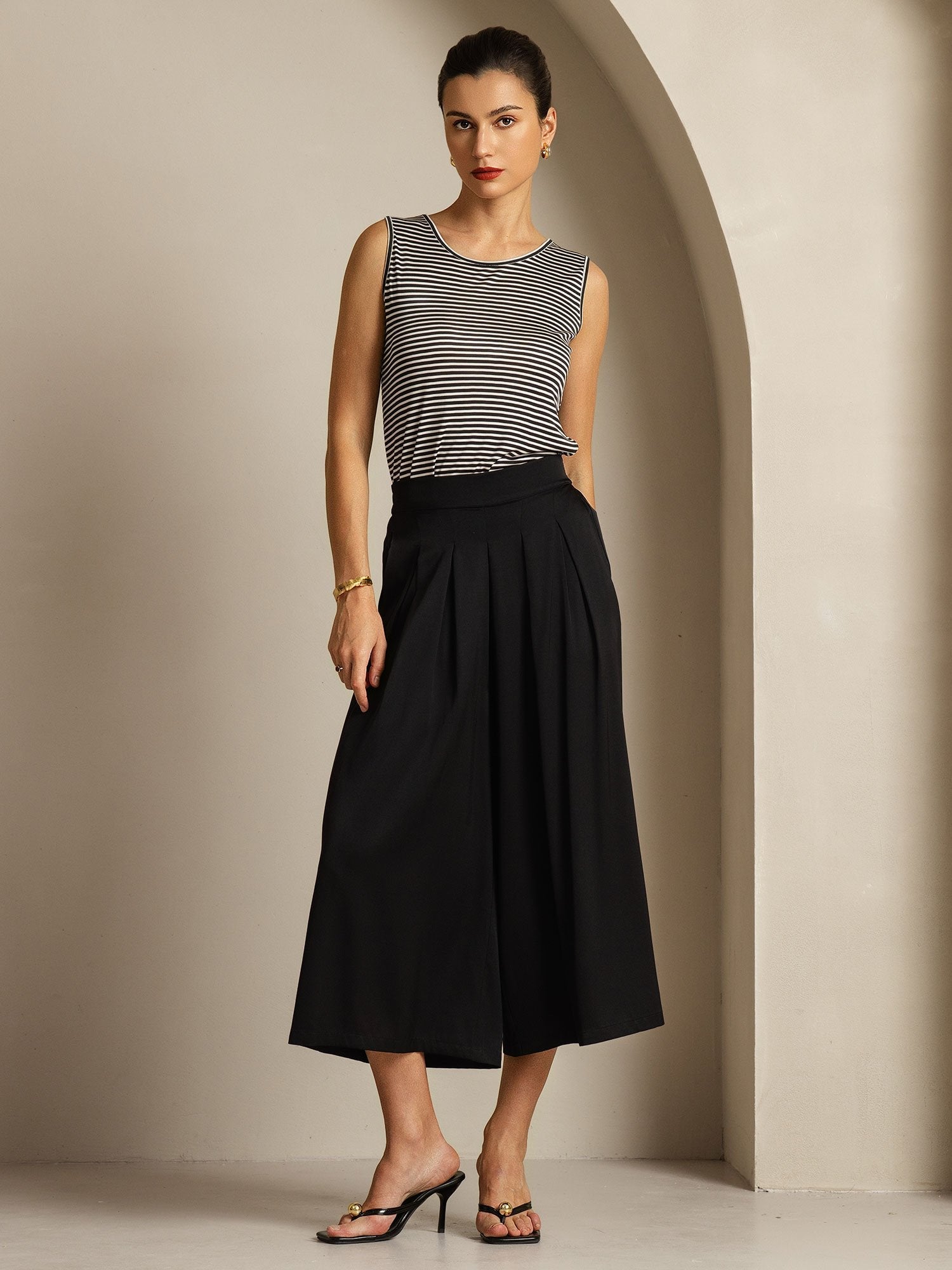 [Black] SilkSilky-CA 19Momme Silk Womens Pants 005