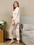 SilkSilky CA Pure Silk Long Sleeve Lapel Women's Pajamas LightPink 004