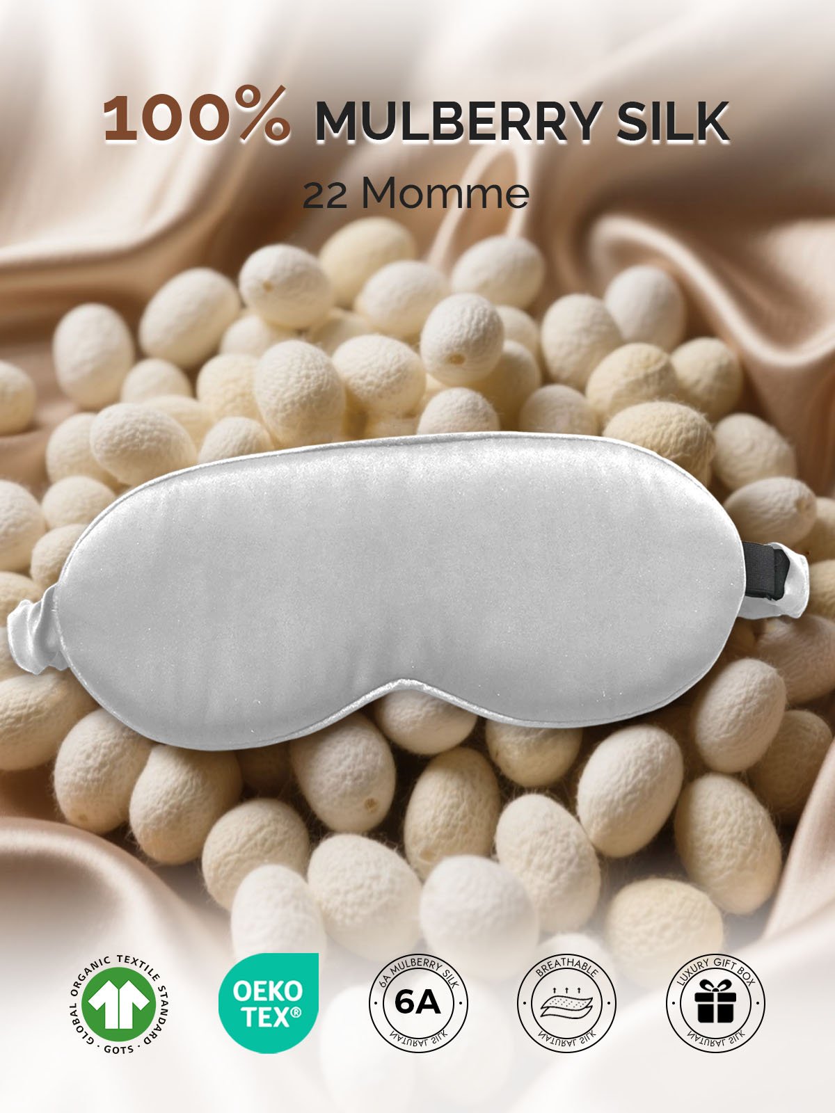 [Silver] SilkSilky-CA 22Momme Pure Silk Eye Mask 002