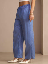 [Blue Pinstripe] SilkSilky-CA Womens Pants 004