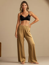 [Tan] SilkSilky-CA 19Momme Machine-Washable Silk Women's Sleep Pants 005