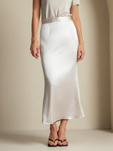 [Light Gray] SilkSilky-CA 19Momme Stretch Silk Charmeuse Skirt 004