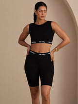 [Black] SilkSilky-CA Sleeveless Crew Neck Women's Outfit Sets 003