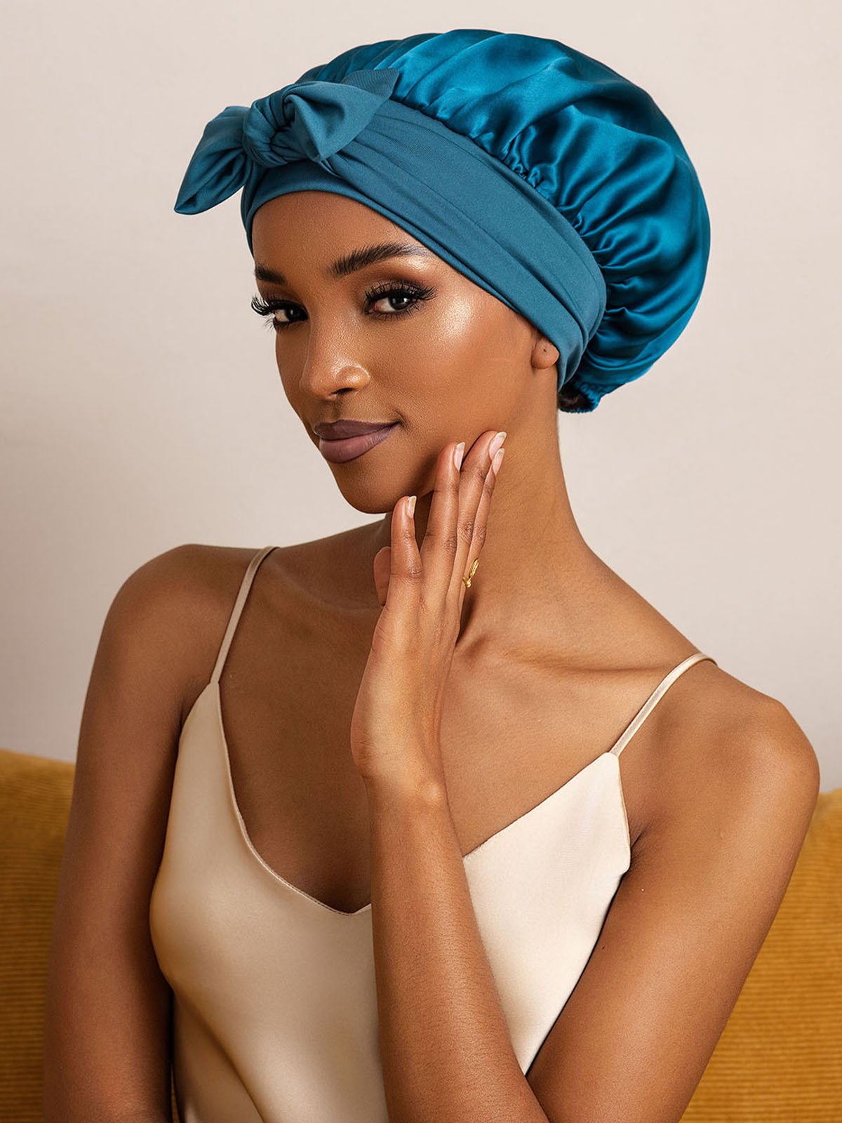 SilkSilky-CA Pure Silk Sleep Cap Teal 004