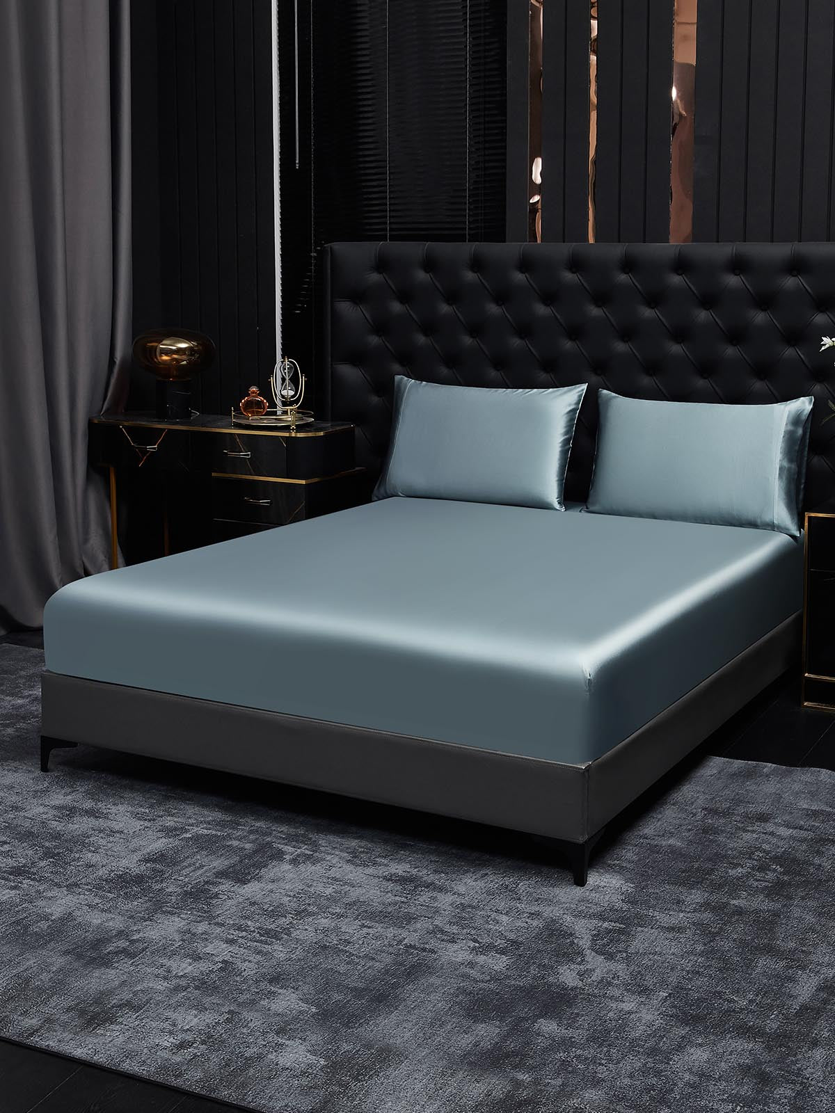 [Grayish Blue] SilkSilky-CA 19Momme Bedding Set 001