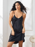 SilkSilky CA Pure Silk 3/4 Sleeve Nightgown&Robe Set Black 004