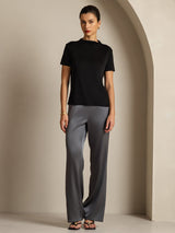 [Black] SilkSilky-CA Short Sleeve Women's T-Shirt 007