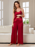 SilkSilky CA Pure Silk Sleeveless V Neck Camisole Set Wine 005