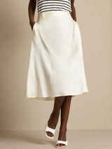 [Ivory] SilkSilky-CA 19Momme Stretch Silk Charmeuse Skirt 003