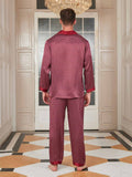 Pure Silk Printed Lapel Men‘s Pajama Set