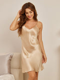 SilkSilky CA Pure Silk Sleeveless V Neck Nightgown Champagne 001