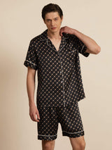 [Black Chain] SilkSilky-CA Short Sleeve Notch Collar Men's Pajamas 003