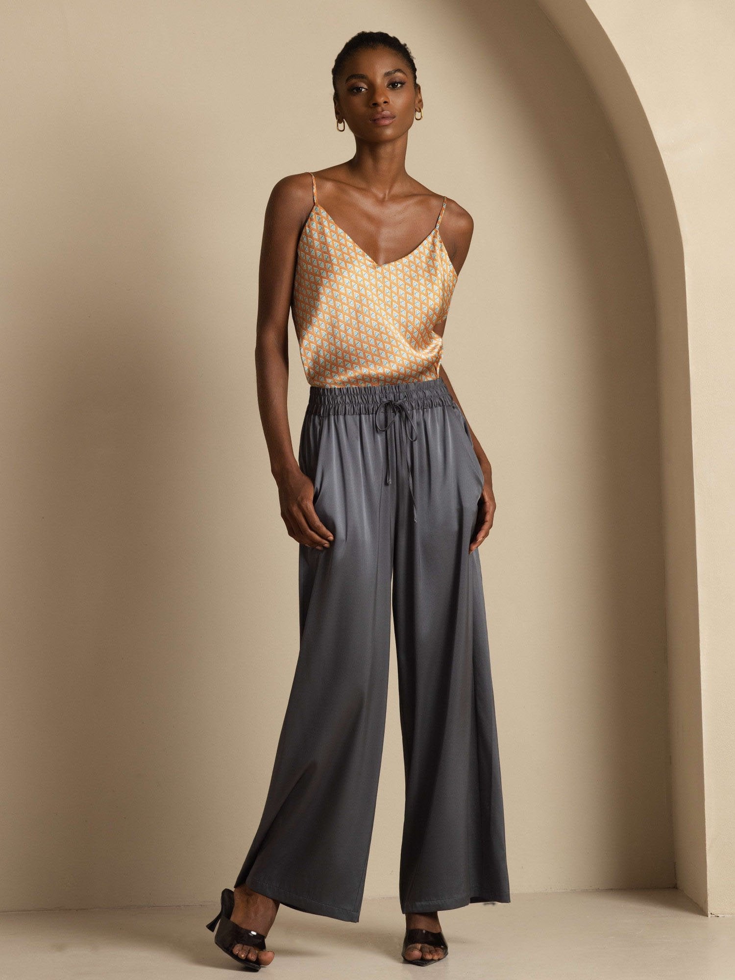 [DarkGray] SilkSilky-CA 19Momme Silk Womens Pants 006