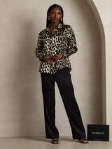 [Leopard] SilkSilky-CA Long Sleeve Lapel Collar Women's Shirt 008