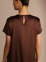 [Bitter Chocolate] SilkSilky-CA Short Sleeve Round Neck Dress 006