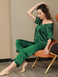 SilkSilky-CA-Pure-Silk-Short-Sleeve-Lapel-Women's-Pajamas-Green-006