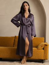 [Purple Gray] SilkSilky-CA Long Sleeve Women's Robe 005