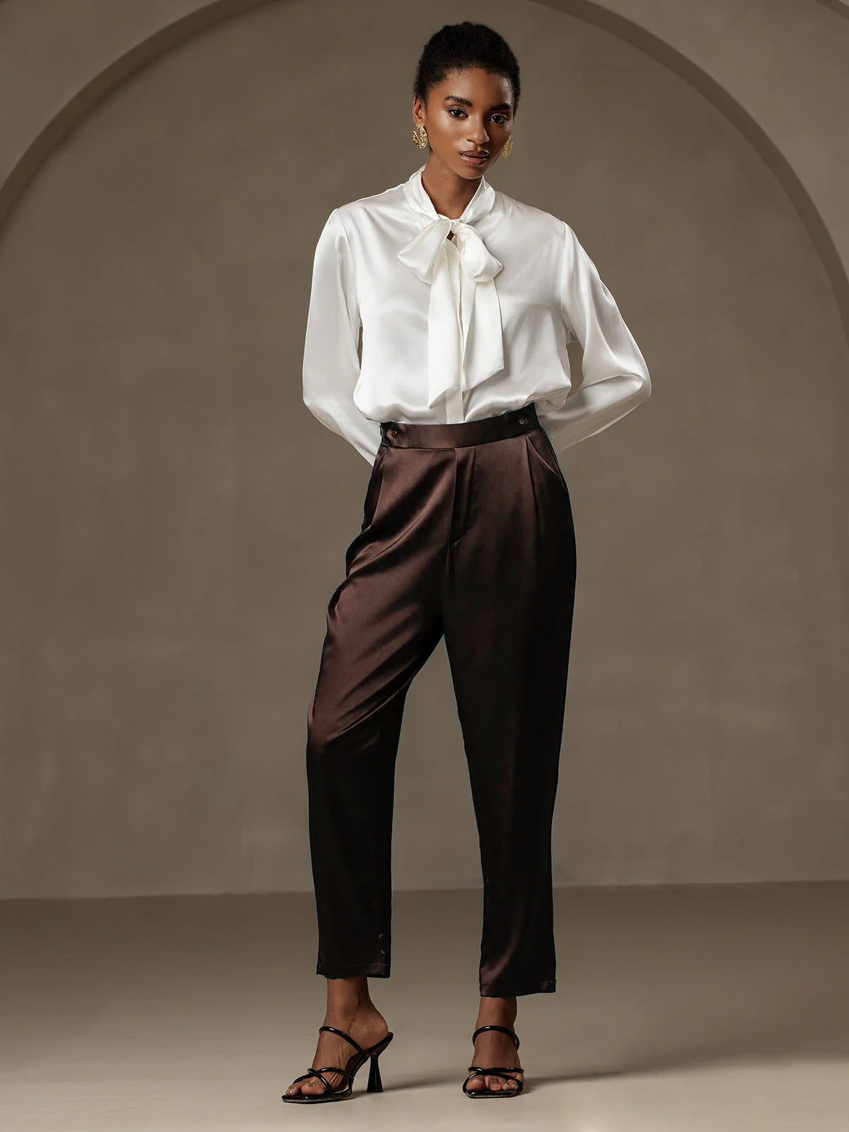 [Bitter Chocolate] SilkSilky-CA 19Momme Silk Womens Pants 002