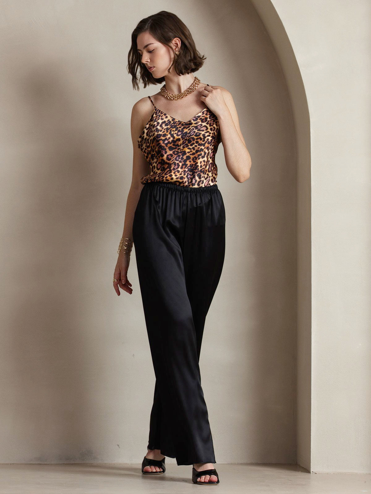 [Black] SilkSilky-CA 19Momme Silk Womens Pants 001
