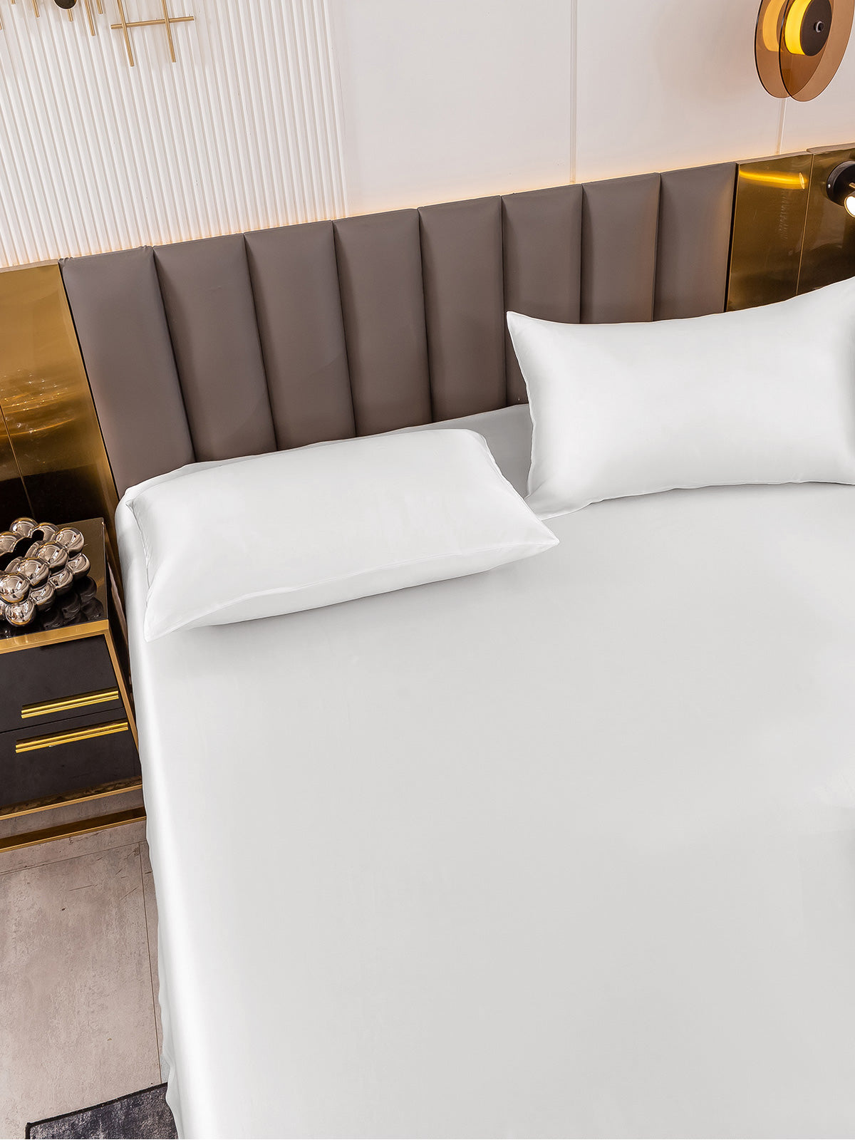 [White] SilkSilky-CA 19Momme Bedding Set 005
