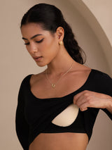[Black] SilkSilky-CA Long Sleeve U Neck Women's T-Shirt 005