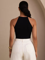 [Black] SilkSilky-CA Sleeveless Crew Neck Camisole 002