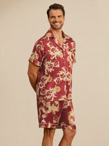 [Wine Dragon] SilkSilky-CA Short Sleeve Lapel Collar Men's Pajamas 002