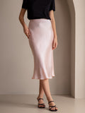 SilkSilky CA 19Momme Pure Silk Skirt LightPink 001