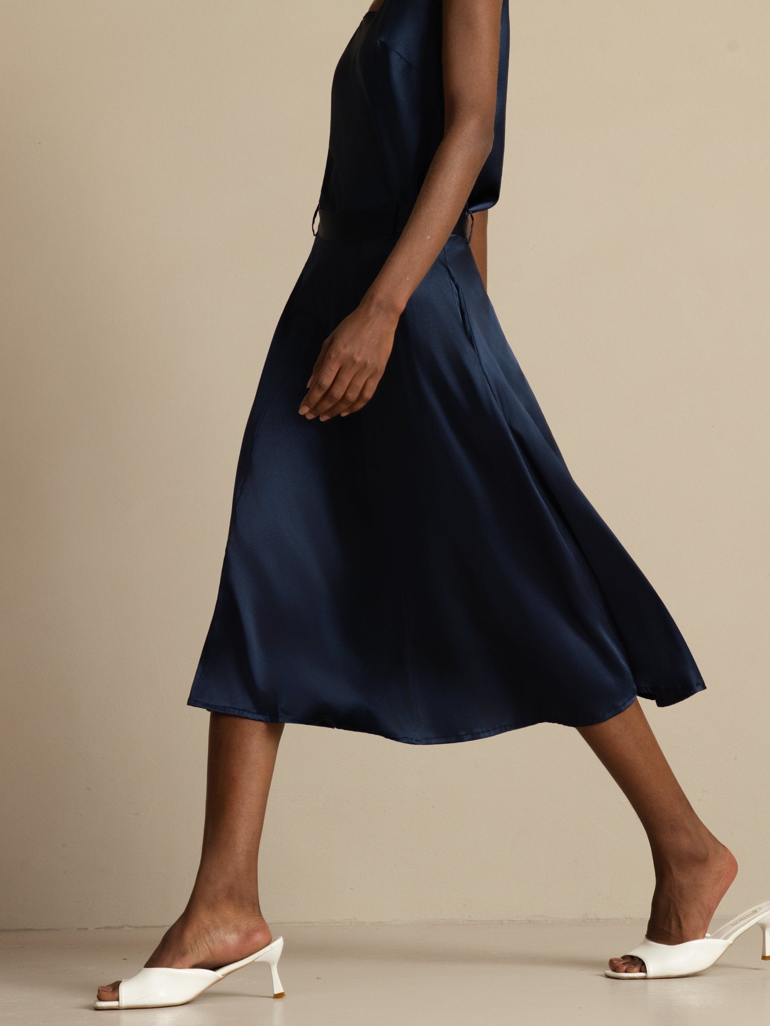 [DarkBlue] SilkSilky-CA 19Momme Silk Skirt 005