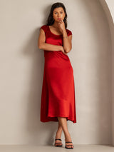 [Wine] SilkSilky-CA Cap Sleeve Dress 003