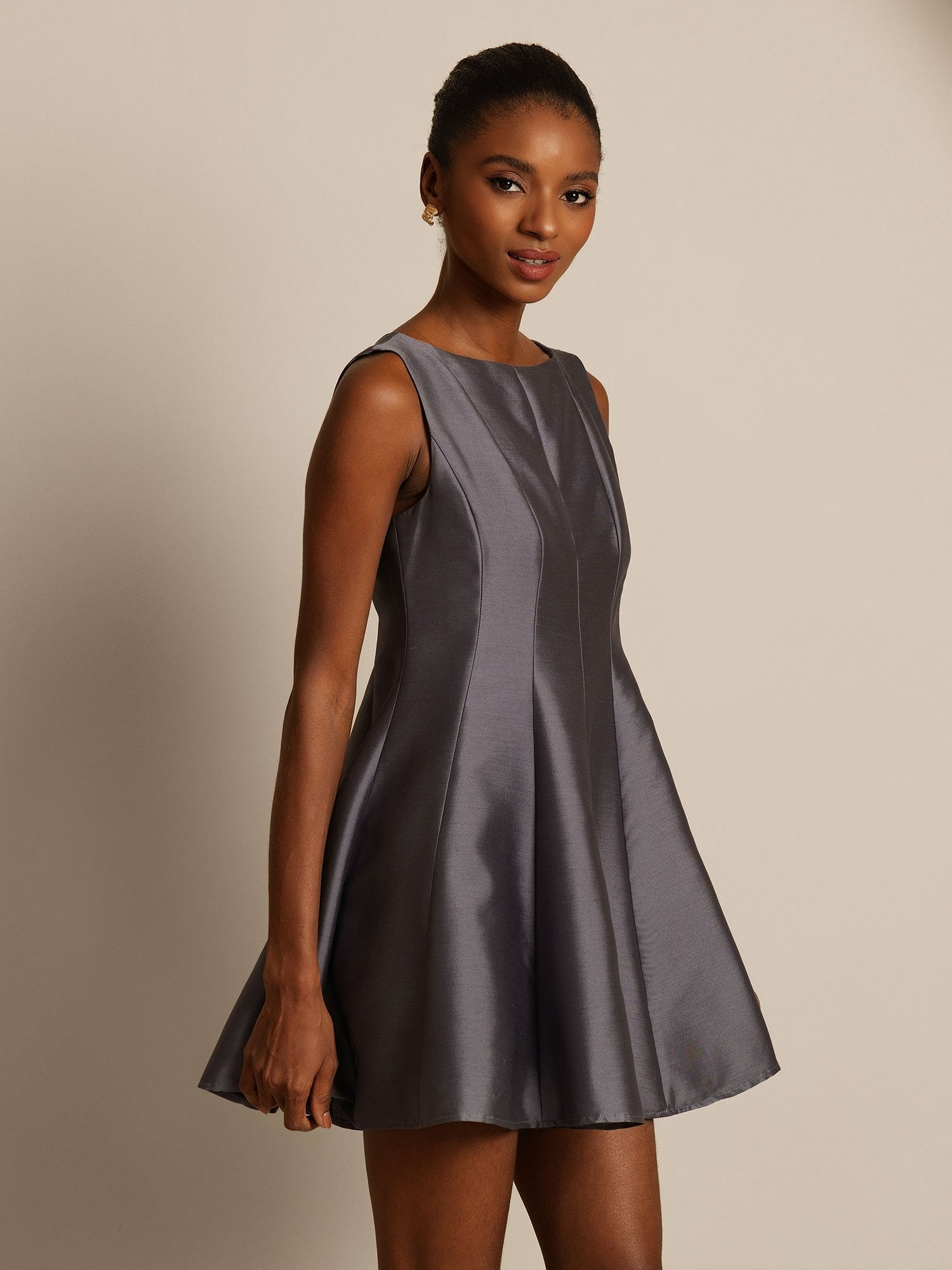 [Gray] SilkSilky-CA 32Momme Silk-Wool Blend Dress 006,