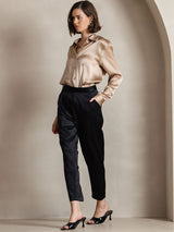 [Champagne] SilkSilky-CA Long Sleeve Lapel Collar Women's Shirt 008