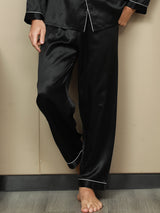 [Black] SilkSilky-CA Pure Silk Mens Sleep Bottoms 001,
