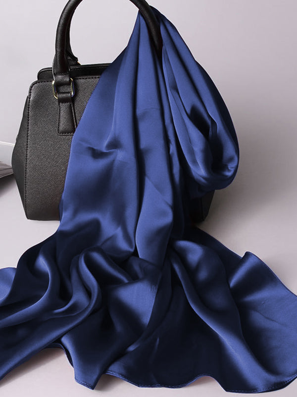 SilkSilky-CA Pure Silk Scarf DarkBlue 005