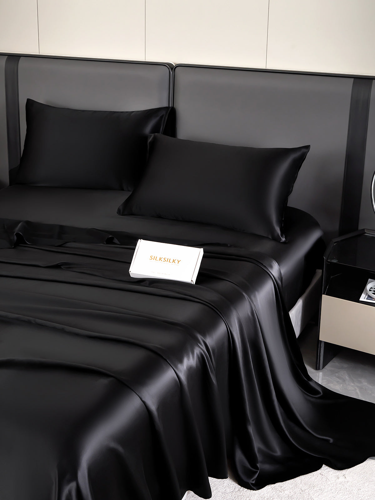 [Black] SilkSilky-CA 19Momme Pure Silk Bedding Set 006