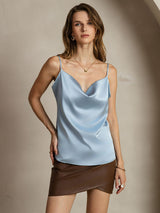 [Grayish Blue] SilkSilky-CA Spaghetti Strap Cowl Neck Camisole 001