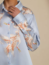 [Light Blue] SilkSilky-CA Long Sleeve Lapel Collar Women's Shirt 006