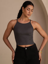 [Gray] SilkSilky-CA Sleeveless Crew Neck Camisole 003