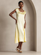 [Light Yellow] SilkSilky-CA Cap Sleeve Dress 003