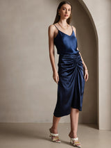 [Dark Blue] SilkSilky-CA Spaghetti Strap V Neck Camisole 004