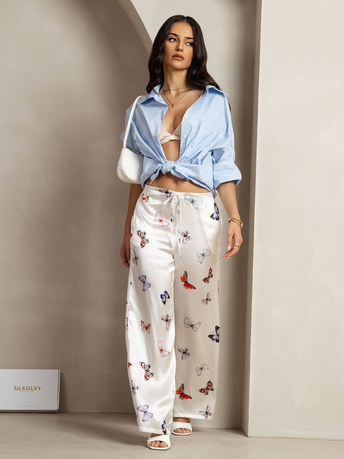 [White Butterfly] SilkSilky-CA 19Momme Silk Womens Pants 006
