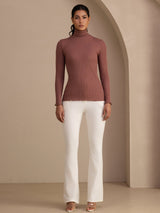 [Cameo Rose] SilkSilky-CA Long Sleeve Turtle Neck Women's T-Shirt 007