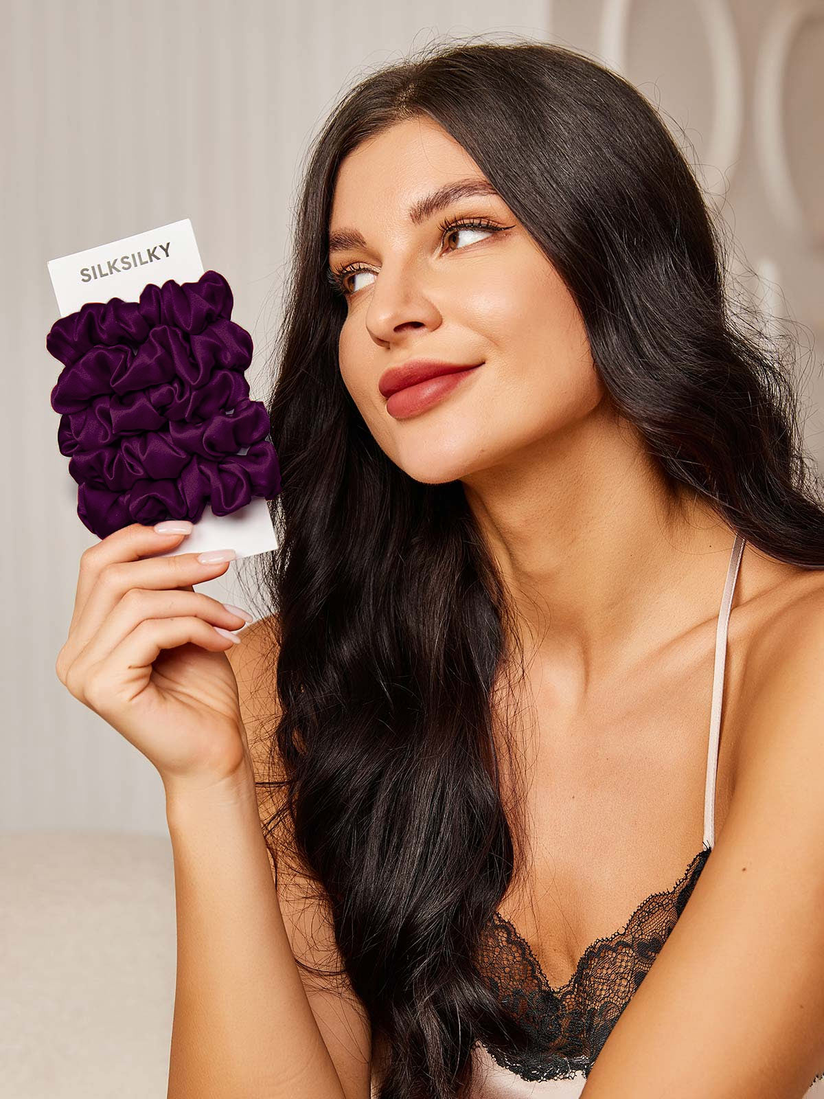 [Deep Purple] SilkSilky-CA 19Momme Pure Silk Scrunchie 001