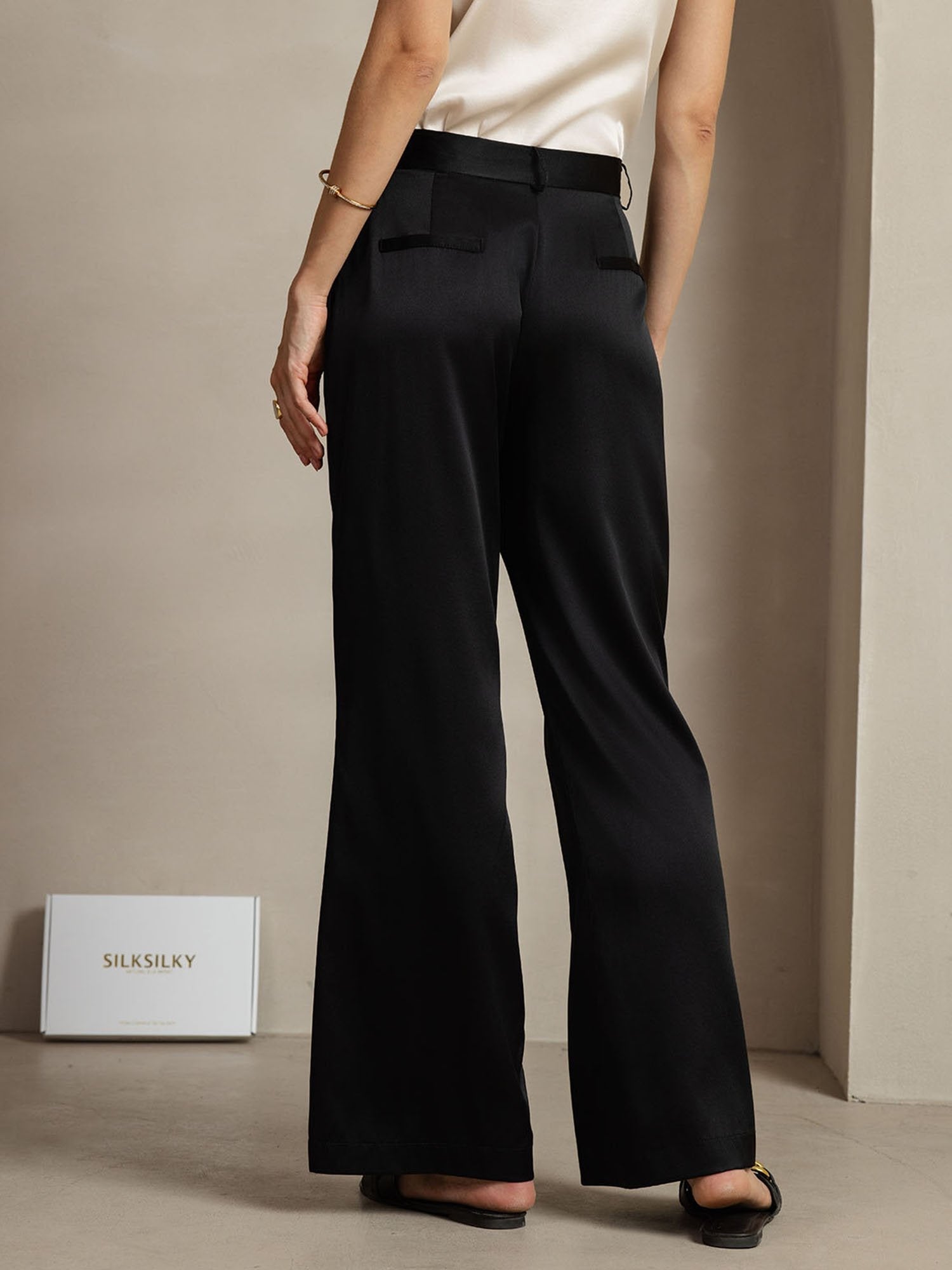 [Black] SilkSilky-CA 19Momme Silk Womens Pants 002